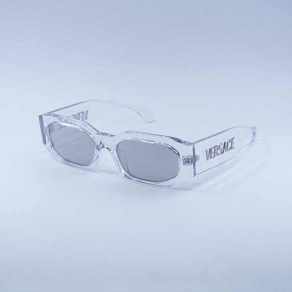Versace VE4489U 148/8V Sunglasses Transparent Rectangle Frame Silver Lenses